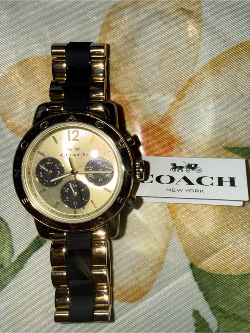 Coach Women’s Gold and Black Chronograph Bracelet Watch - Needs New Battery